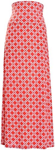 Printed Maxi Skirt (Medium, Coral Lattice)