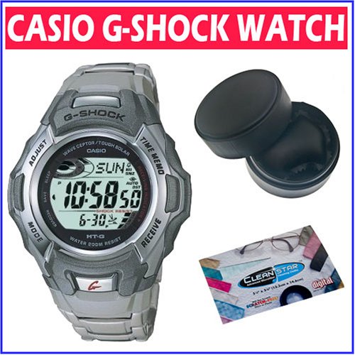 Casio Atomic Watch Gshock Gray Color Solar Mens Digital MTG900DA8V w/ Leather Watch Case and Cleaning Cloth