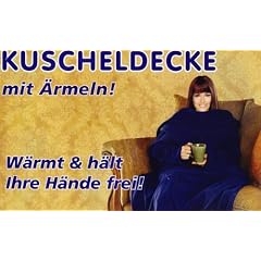 Kuscheldecke mit �rmeln - super flauschig - Dunkelblau