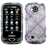 Premium - Samsung U820/Reality Full Diamond Purple Plaid Cover - Faceplate  ....