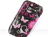 Pink Butterfly Snap on Hard Skin Cover Case for Nokia E71 + Belt Clip