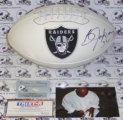 Bo Jackson Autographed/Hand Signed Oakland Raiders Logo Football