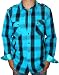 LRG Lifted Research Group Mens Plaid Long Sleeve Button Down Shirt Turquoise/Black