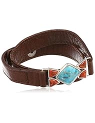 Barse "Festival" Turquoise Orange Coral Leather Strap Bracelet