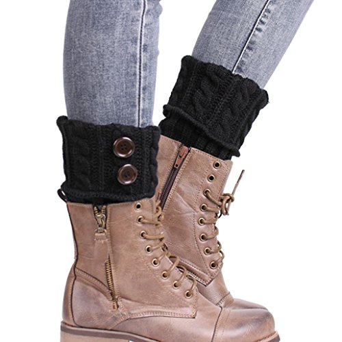 Coromose® 2015 Jacquard Knitted Cuffs Toppers Liner Boot Leg Warmers Socks (New-Black)