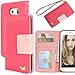 HILDA Phone Case for Galaxy S6 PU Leather Case Credit Card Holder Flip Cover Case Red