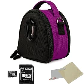 PURPLE GRAY Mini Slim Compact Protective Travel Digital Camera Carrying Case with Accessory Compartment For Fujifilm FinePix JV200 / JV205 / JV250 / JV255 / JX520 / JX550 / JX590 / JX700 / JZ100 / JZ250 / JZ110 / JZ260 / JZ500 / JZ505 / JZ300 / JZ305 Point And Shoot Compact Digital Camera + Includes