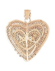 Dazzlers Solid 14k Gold 3D Filigree Heart Charm Pendant Available in three colors from jewelsberry (weights: 12 grams only)