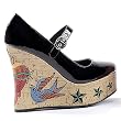 Penthouse Shoes Women's PH475-KAT 4.5" Cork Wedge Pump W/ Tattoo Embroidery