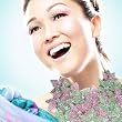 AKT Crystal Bud Evening Garden Neckpiece Long (Pink/Green) (Femme Frivolity)