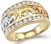 Solid 14k Tri-Color Gold Three Lion Cat Dog Animal Ring