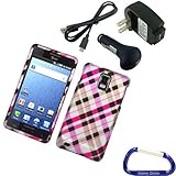 Gizmo Dorks Rubber Hard Case (2D Pink Checkered) and Charging Bundle with C ....