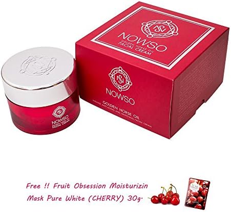 NOWSO GOLDEN HORSE OIL FACIAL CREAM QUEEN OF ANTI AGING FROM GERMANY RESTORE SKIN MOISTURE FIRMING SMOOTH WHITE RADIANT CLEAR DARK SPOT BLEMISH [Get Free Tomato Facial Mask]