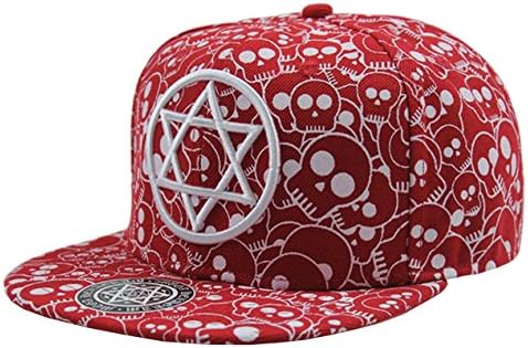 Skull Halloween Hip Hop Dance Cosplay Canvas Flat Panel Snapback Cap Hat Red