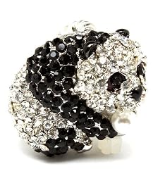 Wild Animal Panda Bling Crystal Studs Cocktail Ring