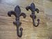 2 Fleur De Lys Coat Hooks Cast Iron LG
