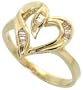 14k Gold Heart Cut Out Ring, w/ 0.10 Carat Baguette Diamonds, 1/2 in. (13mm) wide