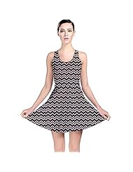 Chevron Print Zig Zag Polyester/Spandex Stretchy Skater Dress 