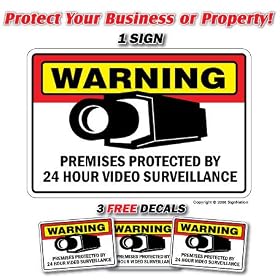 SECURITY SURVEILLANCE SIGNS 1 Sign & 3 Free Decal video