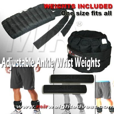 (Weekly Sale - 60% Off) New! MIR 20lbs (Pair) Adjustable Solid Ankle/wrist Weights - NEW (Weights Included. For Both Men and Women.one Size Fits All.)