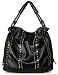Womens Black and Gold Studs Hobo Shoulder Handbag