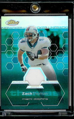 2003 Finest Zach Thomas Jersey Refractor 179/199 Miami Dolphins Football Card - Mint Condition - Shipped In Protective Display Case
