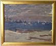 Monterey Harbor Near Fisherman's Wharf, Original Seascape Oil Painting on Canvas By Carmel Artist Victor Di Gesu - Framed Artwork