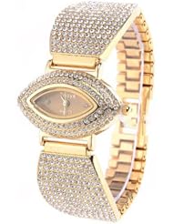 Stylish Womens Quartz Watch Bracelet Wristwatch with Rhinestones - Gold SWWM1-190754