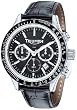 Men's Chronograph Black Dial Black Leather