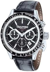 Men's Chronograph Black Dial Black Leather
