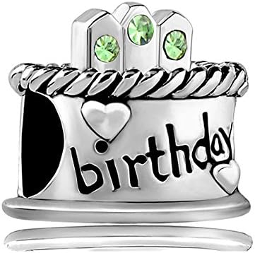 Happy Birthday Cake August Birthstone Charms Sale Cheap Jewelry Beads Fit Pandora Bracelet Gifts
