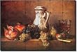 "Still Life with Grapes and Pomegranates" by Jean Baptiste Simeon Chardin - Artwork On Tile Tumbled Marble Mural 16" x 24" Kitchen Backsplash
