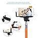 Selfie Stick, Noot Groupie Self Portrait [Battery Free] Extendable Handled Stick with Adjustable Phone Holder Mount & Built-in Remote Shutter Designed for Apple & Android Smartphones [Orange]
