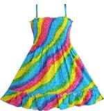 Girls Dress Rainbow Smocked Halter Children Clothing Sz 2-10