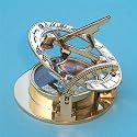 Brass Pocket Sundial Compass with Leather Case