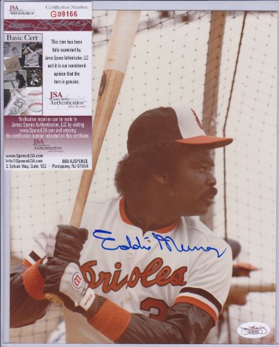 Eddie Murray Baltimore Orioles Signed Autographed Photo Jsa Coa Matching Numbers
