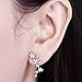 OKAJEWELRY 925 Sterling Silver Post Cubic Zircon Flower Ear Sweep Wrap Cuff Earrings