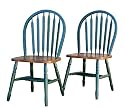 Wooden Dining Chairs - Green/Oak- Set of 2 (Green/Oak) (36"H x 18"W x 20"D)