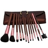 13pcs Professional Cosmetic Makeup Brush Set with Wallet-style Bag Brown