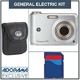 General Electric A735 Digital Camera Kit, Silver with 2GB SD Memory Card, Camera Case,