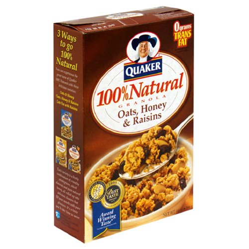 Quaker 100% Natural Granola Oats, Honey & Raisins, 14-Ounce Boxes (Pack of 6)