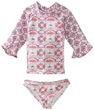 Planet Sea Baby-Girls Infant Long Sleeve Tile Tankini, Pink/Grey, 6 Months