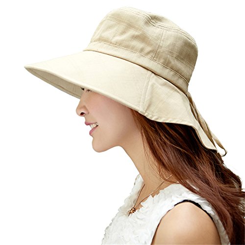 Siggi Womens Summer Flap Cover Cap Cotton UPF 50+ Sun Shade Hat with Neck Cord
