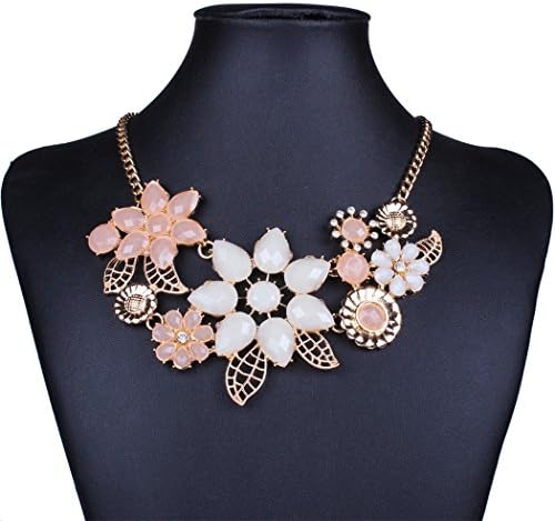 Winson Chunky Collar Women Fashion Resin Flower Bead Statement Necklace Collar