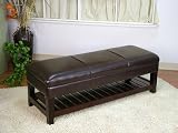 Black Large Faux Leather Storage Bench With Lift Top