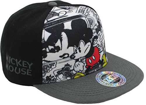 YCMI Cartoon Stlye Black Mickey Mouse Snapback Cap Hat for Men and Women Baseball Cap