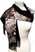 SilkNOW Deep Red on Ivory Background Scarf 100% Silk Satin with Fine Printed Beautiful Multi Colored Floral Pattern Reverses to Deep Red 100% Wool