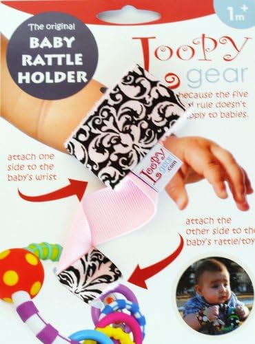 Loopy Baby Rattle Holder - Pink & Brown Damask
