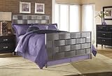 California King Metal Bed With Frame  Grid Contemporary Design In Iron Finish