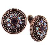 Image of Unique Filigree Opulent Copper Color Clip Earrings